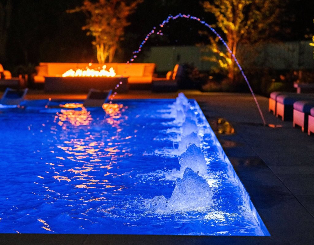 Luxury pool installation and outdoor living project in Bucks County PA